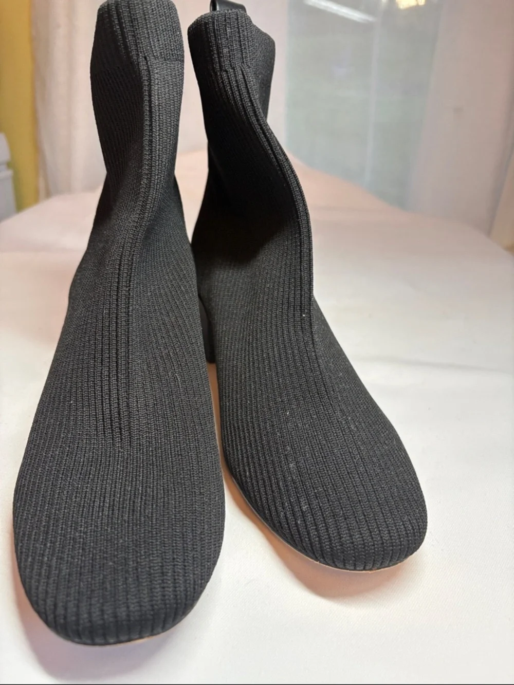 Joie Black Textile Ribbed Knit Ankle Boots Size 7.5